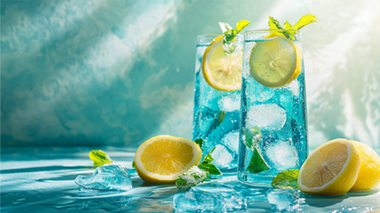 Agua detox con ficocianina y limón