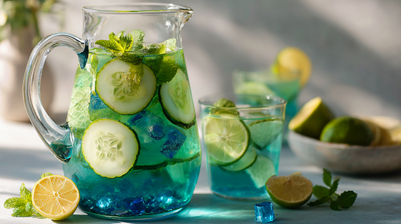 Agua Detox Celeste con Ficocianina y Sal del Himalaya